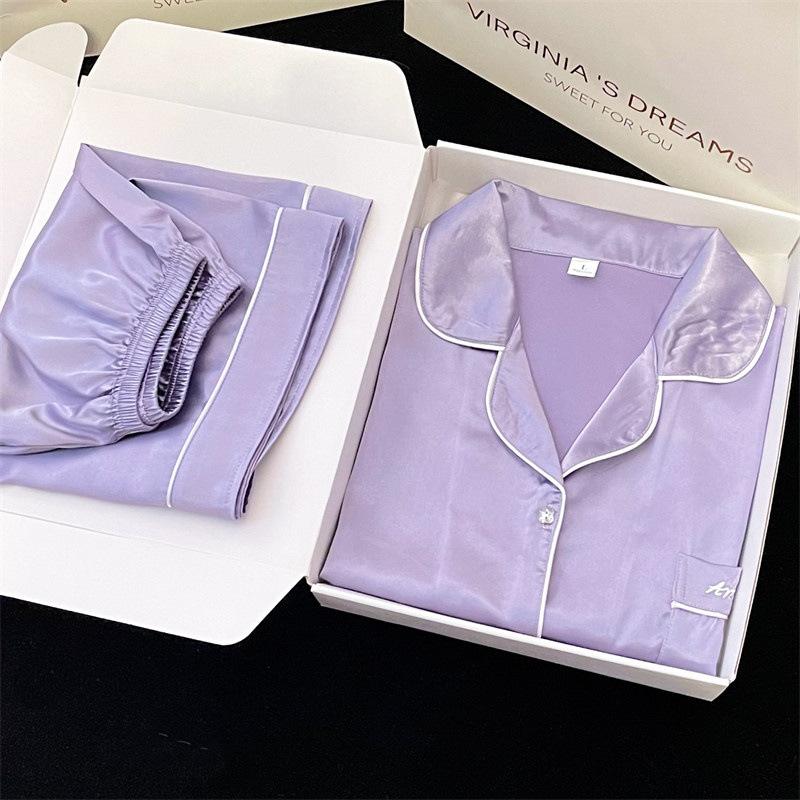 

Пижама женская весенне-летняя из ледяного шелка большого размера с коротким рукавом, тонкая, свободная, комплект домашней одежды из искусственного шелка 2XL