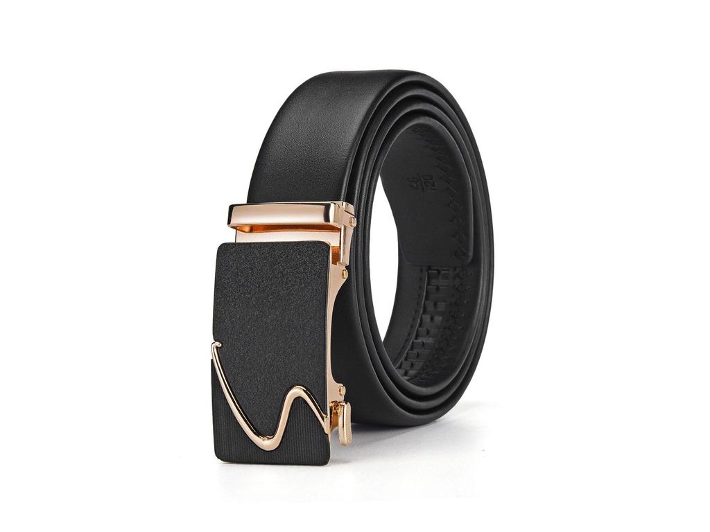 Men's Leather Belt - Casual Business Style with Smooth Alloy Automatic Buckle