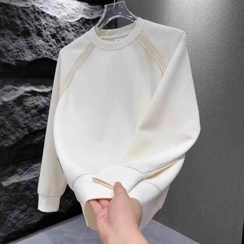 Spring 2024 Men's Sweater Patchwork Assorted Colors Skin-Friendly Fabric Fashion Versatile Top Casual Long-Sleeved Bottoming Shirt