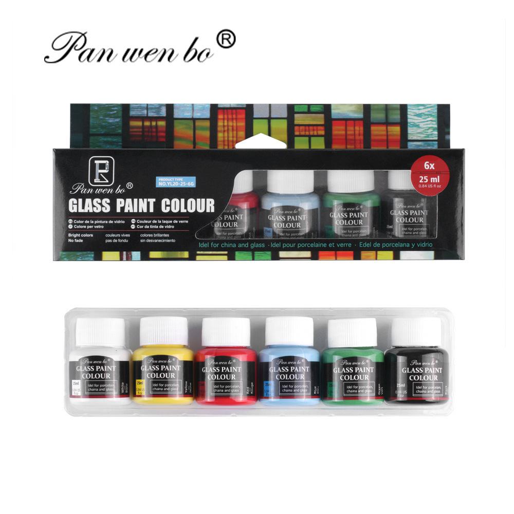 6/12-color Acrylic Pigment Set 25ml Glass Textile Advertising Gouache Watercolor Oil Paint