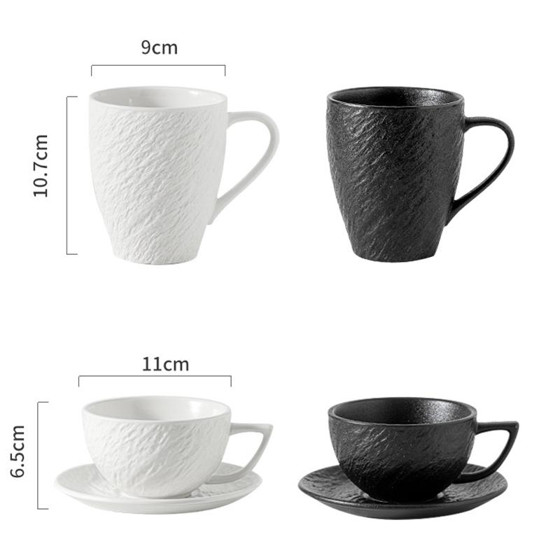 European Marble Pattern Ceramic Coffee Mug and Saucer Black and White Latte Cup Exquisite Afternoon Tea Flower Tea Cup Milk Mug