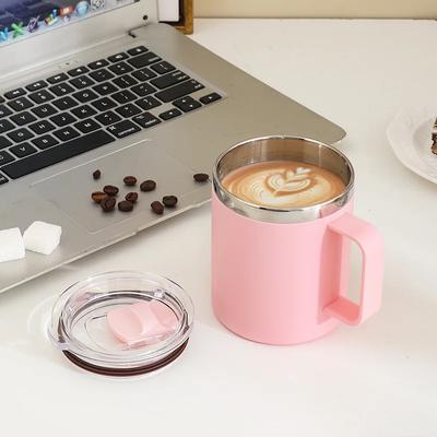 650ml 304 Paslanmaz Çelik Kahve Kupası Ev Su Kupası Çift Katmanlı Haşlanmaya Karşı Yalıtımlı Kapaklı Büyük Kapasiteli Süt Çay Kupası