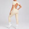 Autumn/Winter Backless Sports Jumpsuit: Three-Dimensional Yoga One-Piece with Tight Short Sleeves and Long Pants (Style 88201)