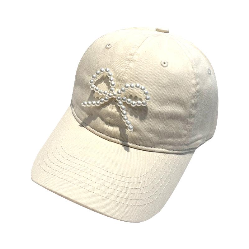 Delicate Baseball Hat Hat for Girls Women Pearl Bow Casual Hat for Sports Gym Mountain Camping Hat Outdoor Activity