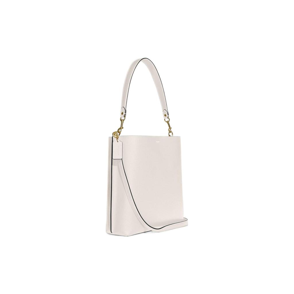 Coach Mollie Metallic Logo Signature Charm Solid Leather Bucket Bag Women Bags Chalk-White CA214-IMCHK