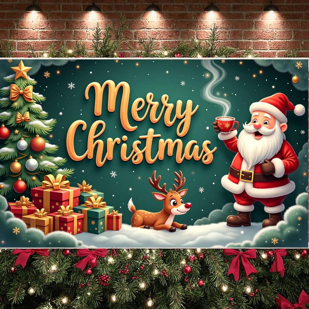 Xmas Banner Christmas Tree Decor Merry Christmas Banner Christmas Party Banner Santa Claus Design For Holiday Gathering Home