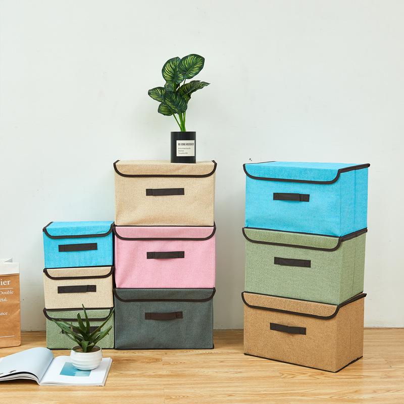 Imitation Linen Non-Woven Fabric Foldable Storage Box for Clothes & Toys, Available In Large & Small Sizes.