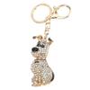 Cute Dog Shape Crystal Rhinestone Keychain Sparkling Bag Handbag Pendant for Women Girls White
