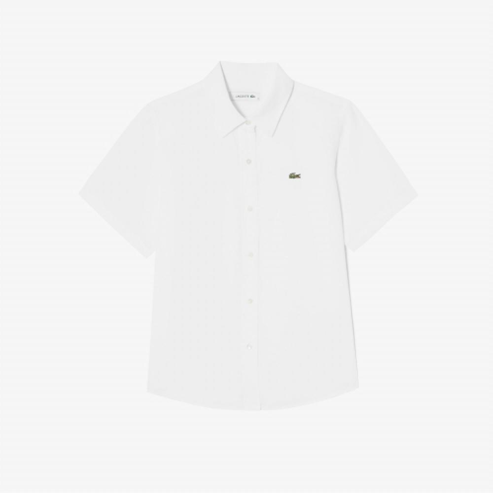 

LACOSTE Женская льняная рубашка с коротким рукавом [белая]