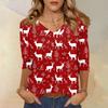 Women's T Shirt CHristmas Print 3/4 Sleeve Daily Weekend Fashion Basic V- Neck Regular Top