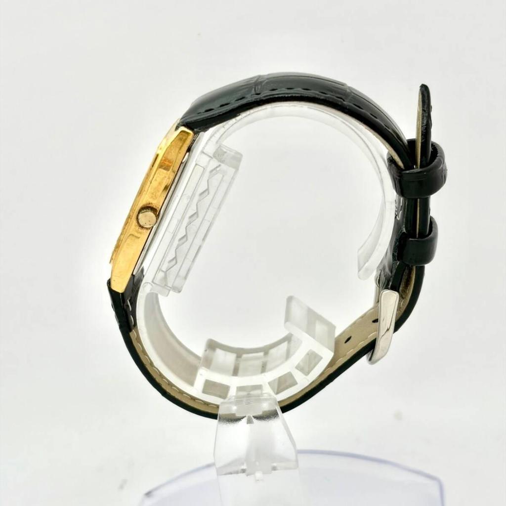 Used [New Battery] SEIKO Men's Watch Gold Rectangular 7431-5390 581035 New Strap
