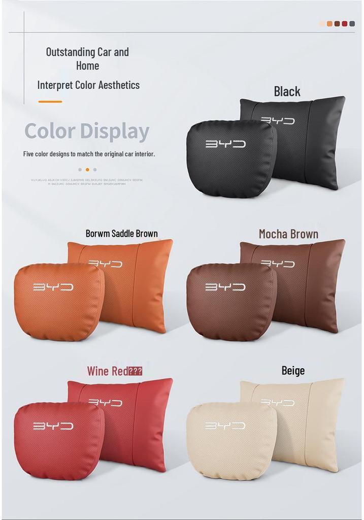 BYD Headrest and Neck Pillow: Compatible with Han, Song Pro, Qin Plus, Song Plus DMI, Tang EV, Yuan Plus, Dolphin Models