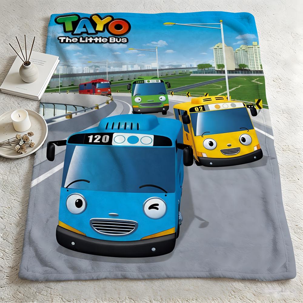 cartoon T-TAYO TAYO-o Throw Warm Soft Flannel Blanket, Multi-use for Sofa Bed Camping Travel Nap 75cmx90cm