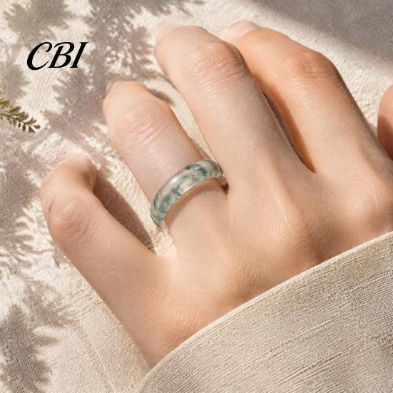 Hypoallergener Fingerring Falscher Natürlicher Moosachat Ring, Falscher Edelstein Statement Heilende Naturinspirierte Schmuckstein für Männer Frauen Band