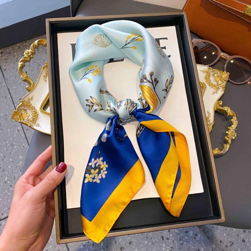 70cm Square Silk-Like Scarf Women Lightweight Fashion Accessory Office Chic Neck Wrap Stylish Print Design
