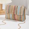 Multi Colored Striped Straw Clutch Handbag for Women Casual PU Leather Weave Summer Beach Purse Crossbody Shoulder Messenger Bag