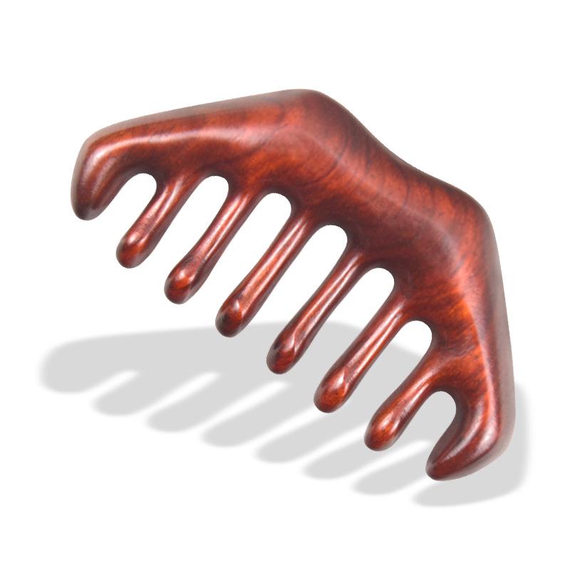 Rosewood & Green Sandalwood Massage Comb: Wide Teeth for Eye, Shoulder, Neck, and Face Lifting.