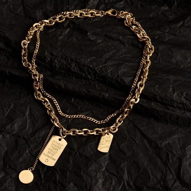 

Новый тренд титановый стальной чокер Ins многослойная хип-хоп ключичная цепочка для мужчин и женщин рок толстая цепь уличное ожерелье с защелкой ювелирные изделия 45cm