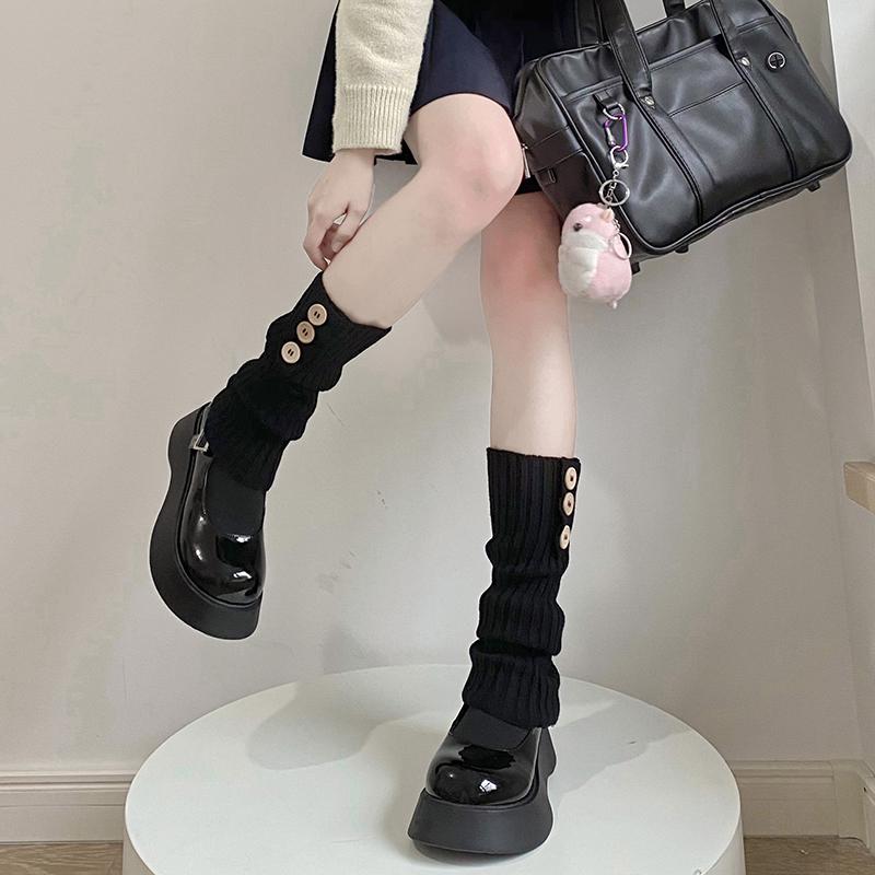 

Button Socks Women s Autumn and Winter Thick Snow Boots Leg Covers Warm Pile Socks New Absorb Sweat Coffee Colored Mid Leg Socks One Size