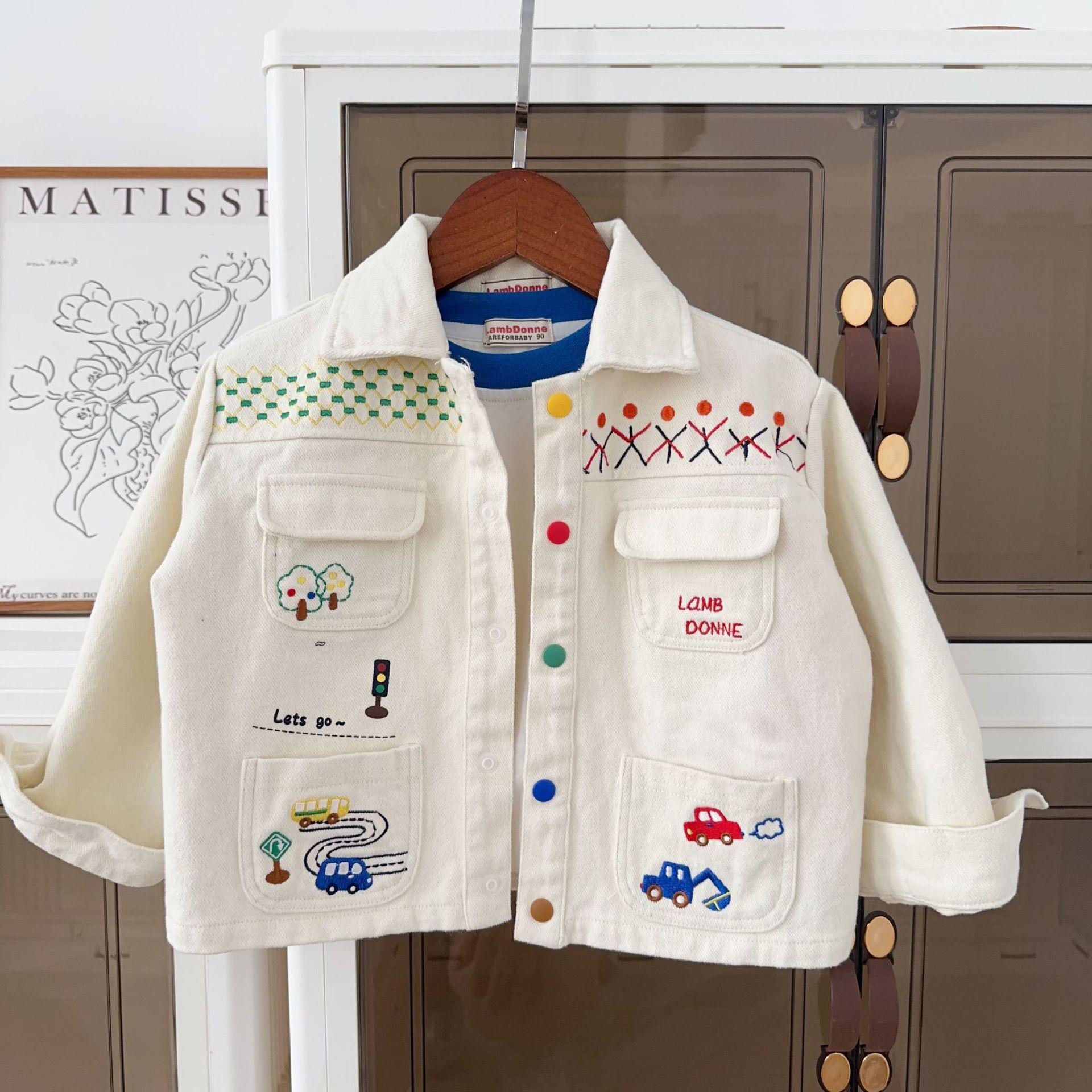 Spring 2026 Cartoon Embroidered Hooded Jacket for Toddlers and Boys - New Arrival 90cm