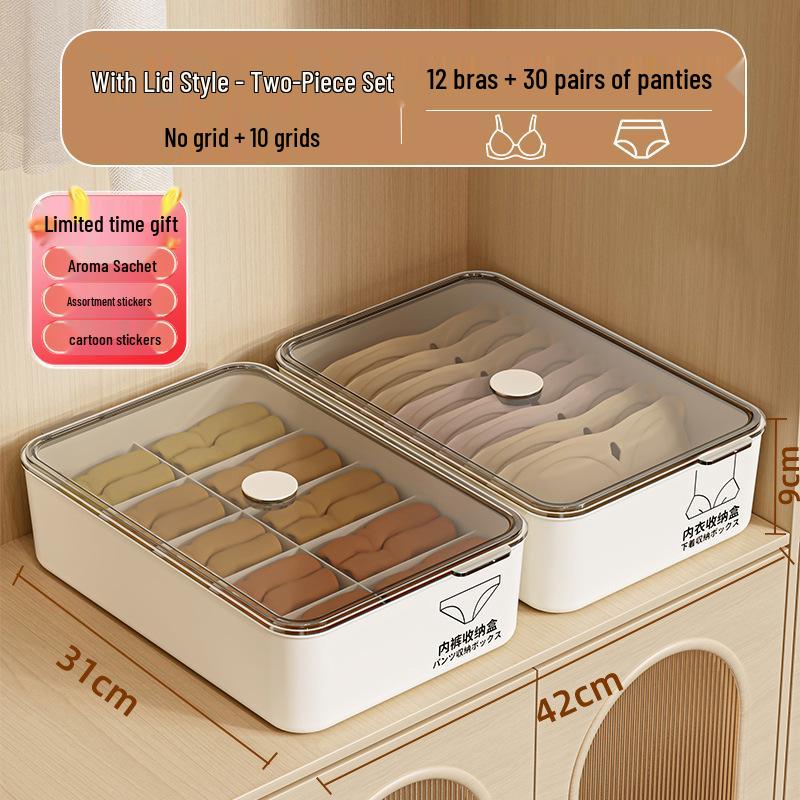 Three-in-One Dorm Underwear Organizer: Compartmented Box for Panties and Socks