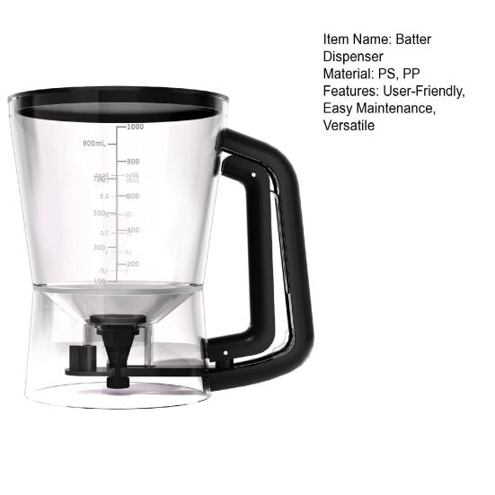 Batter Dispenser with Measuring Marks & No-Drip Valve BPA-Free Cupcake Pancake Tool Easy-Squeeze Handle Removable Valve for Quick Cleaning