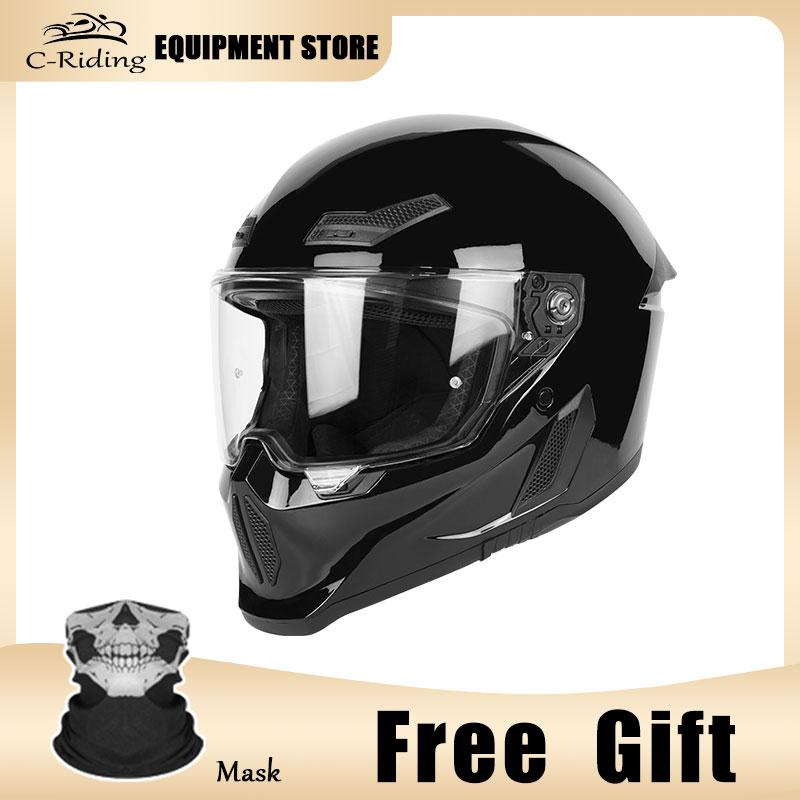 Flagship Store Selling Full Face Motorcycle Helmet DOT and ECE Certified with Silver Lenses Anti-Scratch for Man Woman Riding