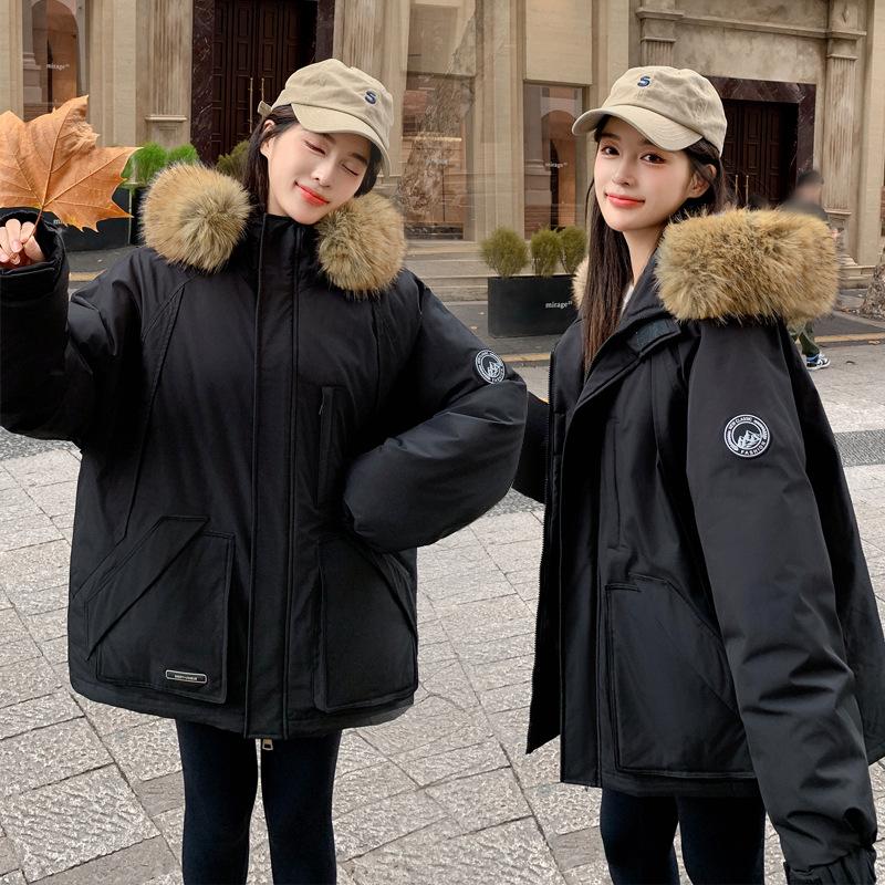 Tooling Parker Down Cotton-padded Jacket Women's Winter New Thick Little Fur Collar Cotton-padded Coat.