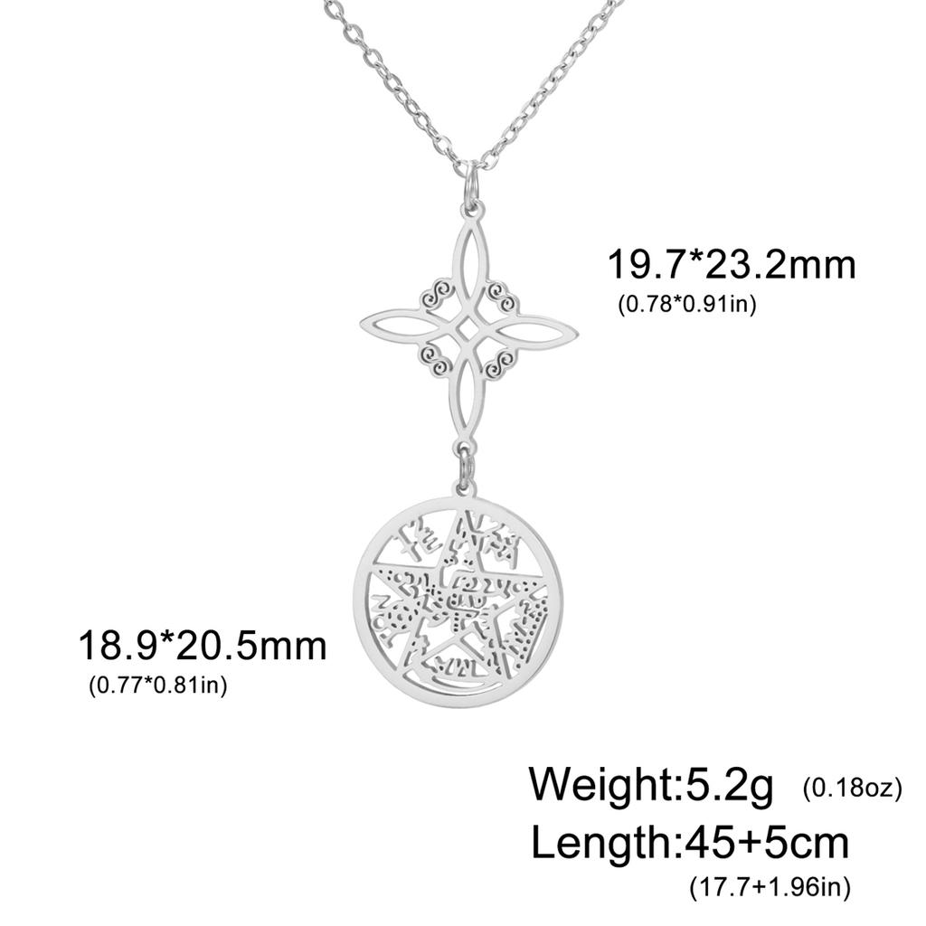 Wicca Witch Knot Necklace Stainless Steel Pentacle Tetragrammaton God Name Seal Pendant Chain Solomon Amulet Jewelry
