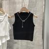 New Waistcoat Women Wear Striped Wide Edge Temperament Summer Top Short Knit Sleeveless Bottom Shirt