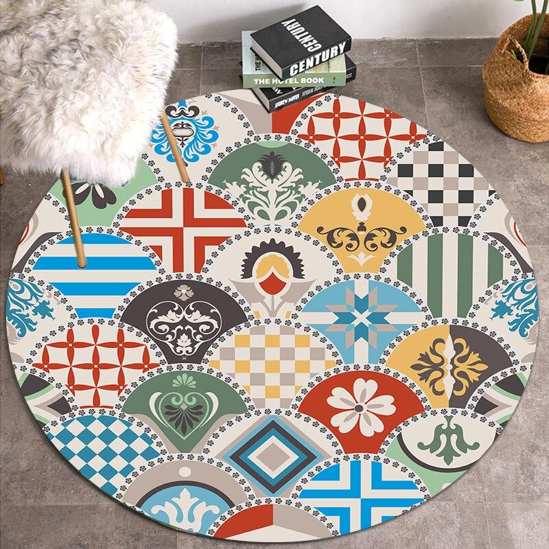 Kreslený kulatý koberec do obývacího pokoje Vintage koberec Kreativní plocha Velký koberec Kulatý koberec Rohožka Koberce do ložnice Koupelna