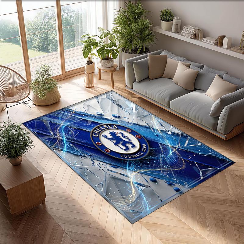 Chelsea FC Printed Flannel Area Rug Non Slip Soft Polyester Floor Carpet Indoor Decor Mat for Bedroom Living Room Sofa Game Room Home Decoration