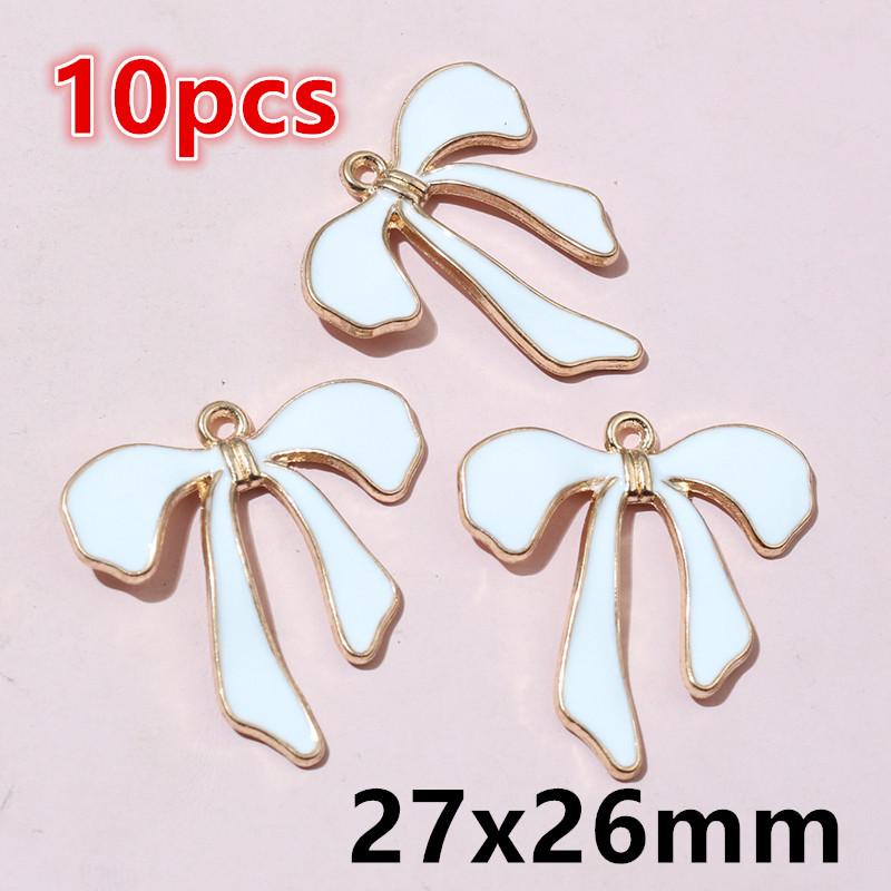 10-20pcs Bow Charms Pendant Enamel Alloy Metal Craft DIY Jewelry Making Accessories Findings for Earrings Necklace Bracelets