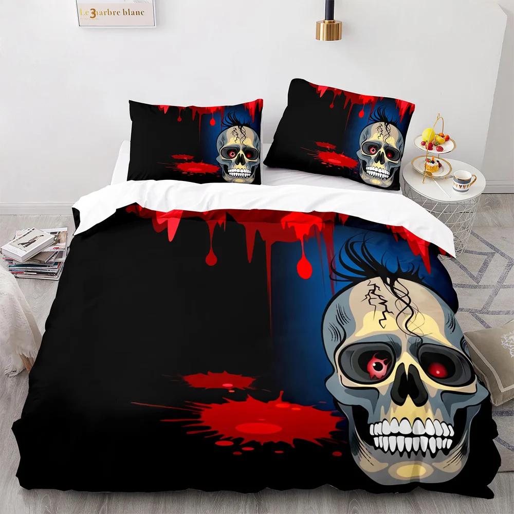 Halloween Bat Full Moon King Queen Duvet Cover Black Horror Night Bedding Set Kids Cartoon Quilt Cover Polyester Comforter Cover