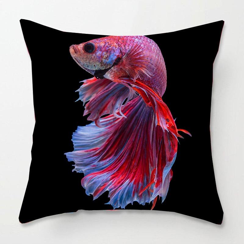 Tatami Bedside Square Pillow Animal Fish Print Pillow Case Home Sofa Pillow Cushion