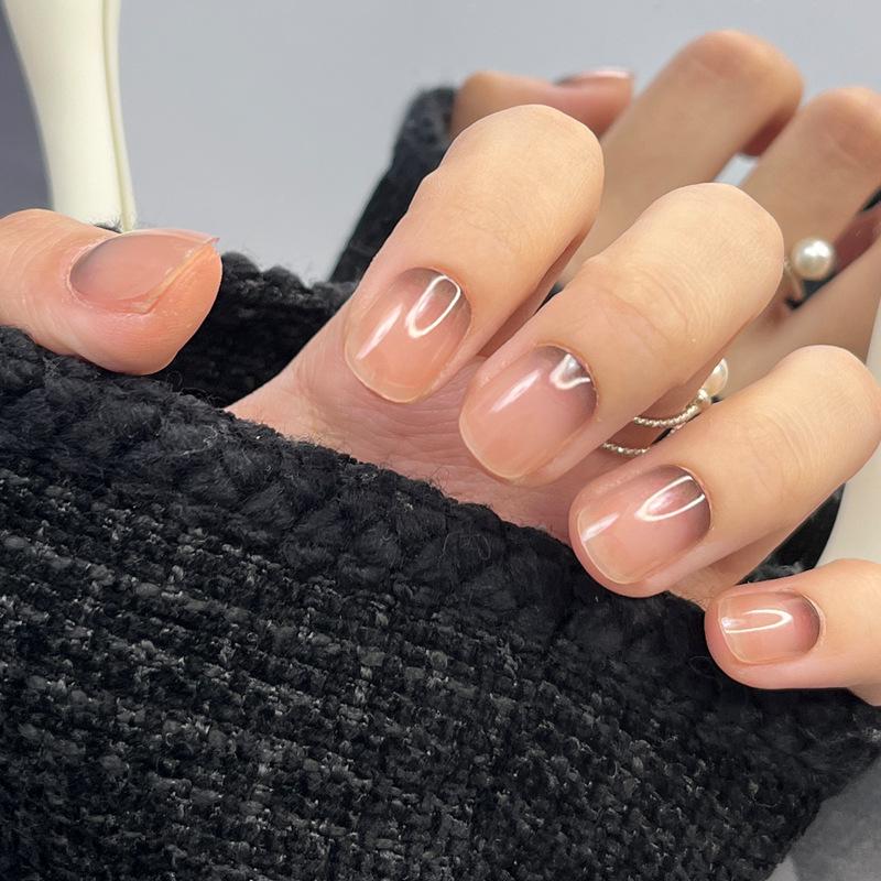 

Трендовые носимые градиентные типсы для ногтей - Высококлассный осенний короткий стиль, съемные накладные ногти Prefabricated Nails#30 pieces/board