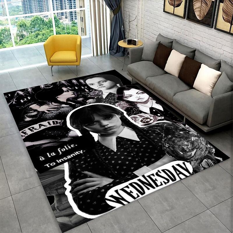 Tappeto Antiscivolo Classico W-Wednesday TV per Soggiorno, Camera da Letto, Sala Giochi, Tappeto Morbido per Pavimento Tappeto Arredamento Casa Tappeto Stanza Bambini Regalo