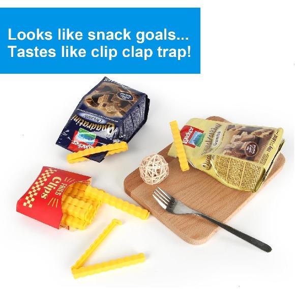 12PCS French Fry Food Bag Clips Set with Magnetic Chip Storage Box - Kitchen Snack Sealing Clips, Fun Fridge Accessories Gift