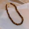 Tiger Eye Stone Beaded Necklace for Women - Light Luxury, Unique, Stackable Clavicle Chain for Autumn and Winter Fashion