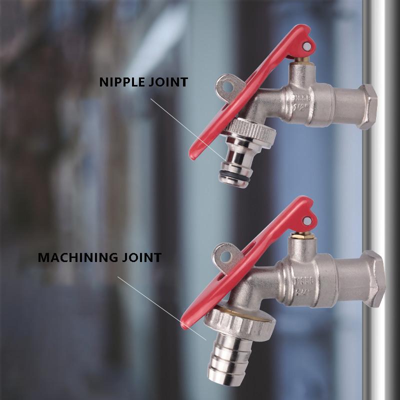 Abschließbarer Messing-Wasserhahn für den Außenbereich 1/2" Diebstahlsicherer Garten-Wasserhahn mit rotem Griff für Waschmaschine, Hof, Autowaschanlage, Schlauchanschluss