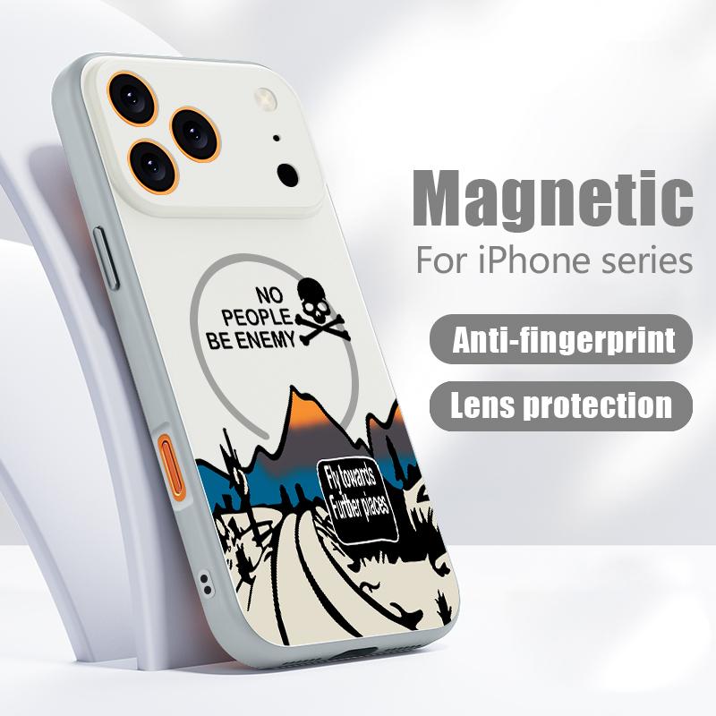 Custodia con Motivo Paesaggio Montagna Innevata Per iPhone 17 Pro Max Magnetica Per Magsafe Cover Ibrida Sottile Opaca Per iPhone 16 15 14 13 Pro Max
