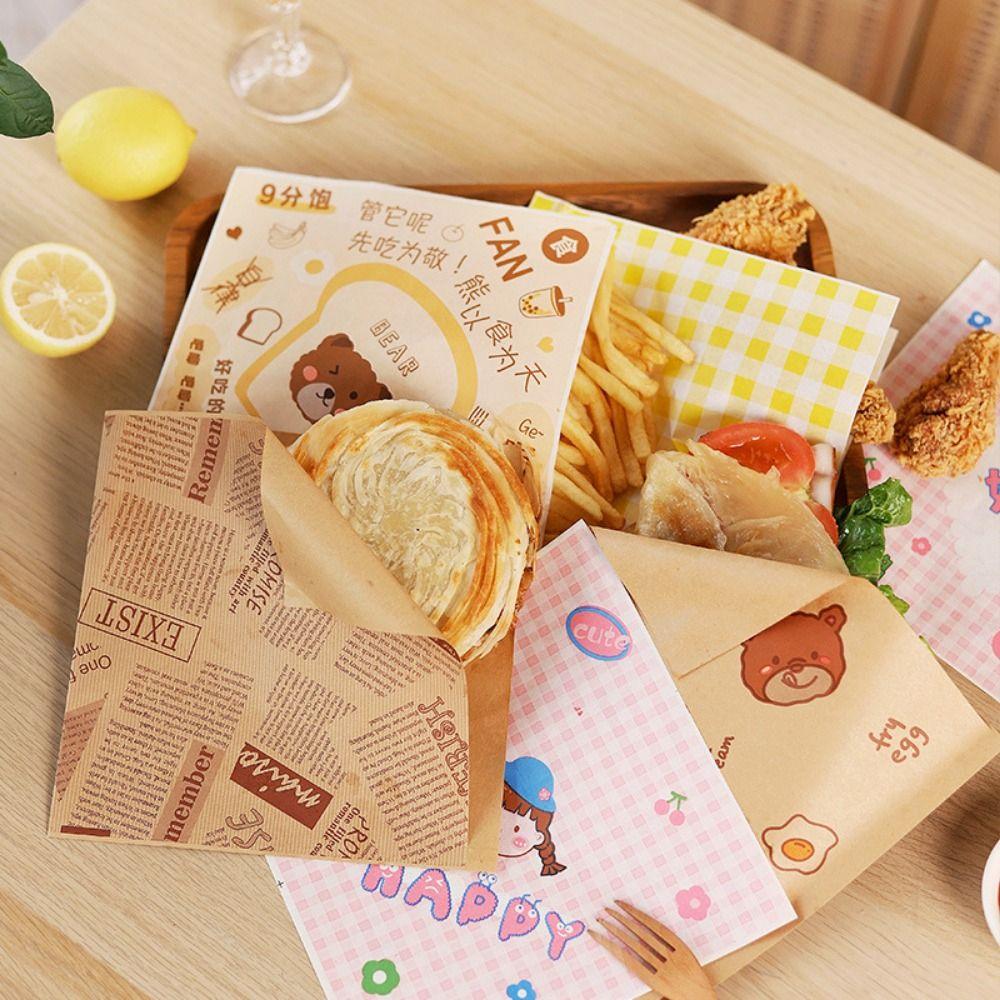 

50pcs 18x18cm Sandwich Wrapping Paper Square Hamburger Disposable Pouch Cake Shop