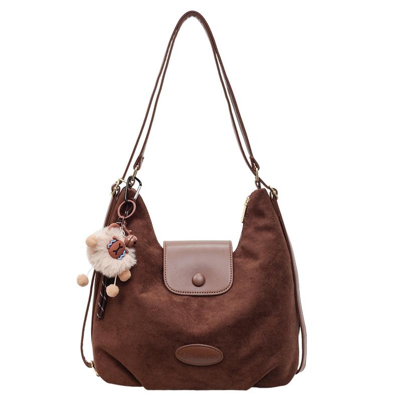 Suede bag women's 2025 new trendy backpack retro travel backpack large capacity tote bag messenger bag