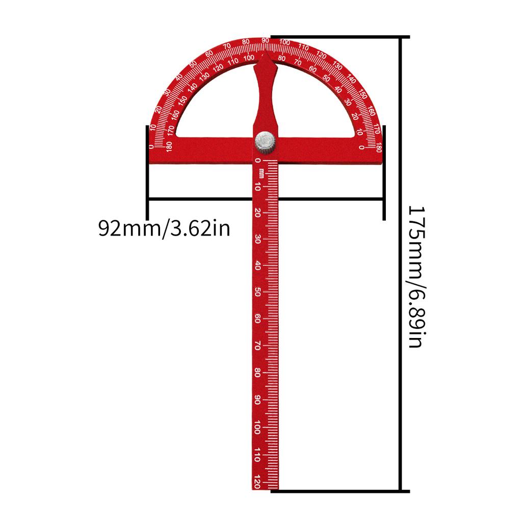 Aluminum Alloy Protractor Angle Marking Ruler, Multifunctional Protractor Woodworking Ruler for High-precision Angle Measurement