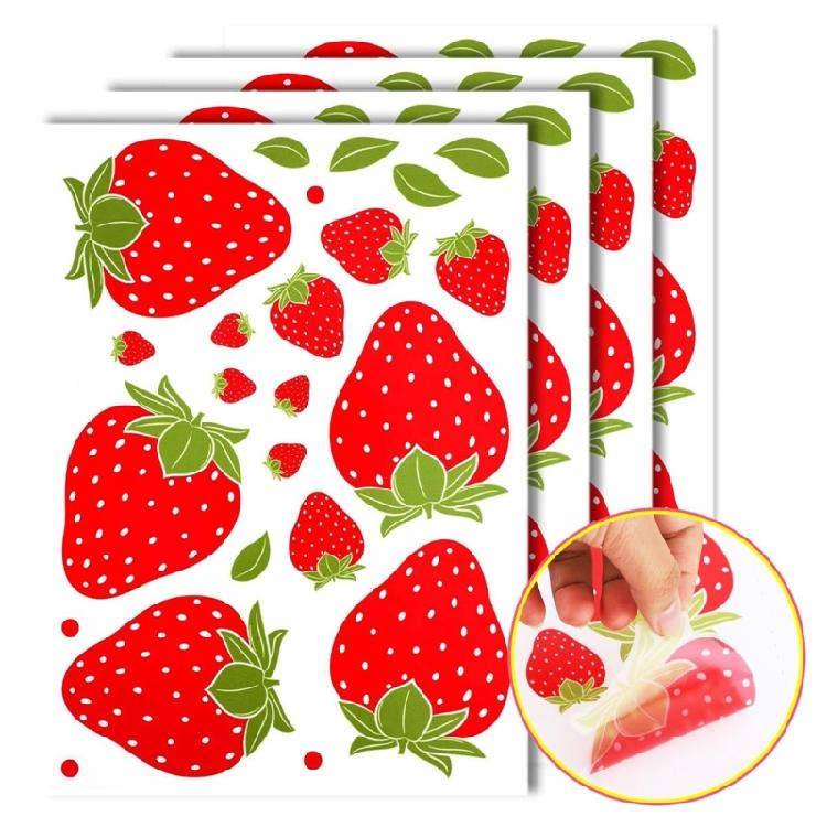 Erdbeer-Sticker Wasserdicht Klebend PVC Wandaufkleber Wiederverwendbar Fenster-Sticker Für Kinderzimmer Kindergärten Klassenzimmer Wand