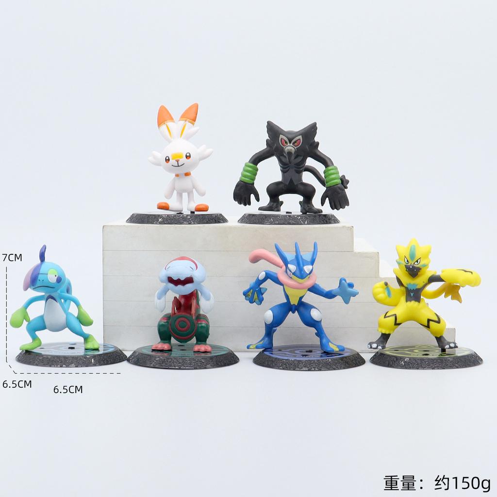 6 Stück Anime Pokemon Figur Niedliches Pikachu Glurak Mewtu Bisasam Modell Kinderspielzeug Geschenk Sammlerstück Actionfigur Autoornamente