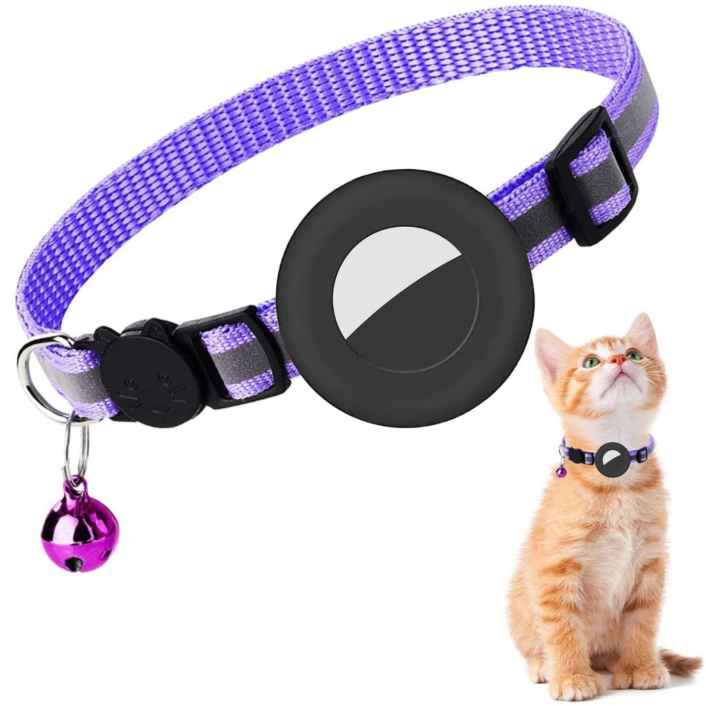 Airtag Cat Collar with Bell Reflective Anti-loss Silicone Protective Cover Small Neck Ring Cat Anti-loss
