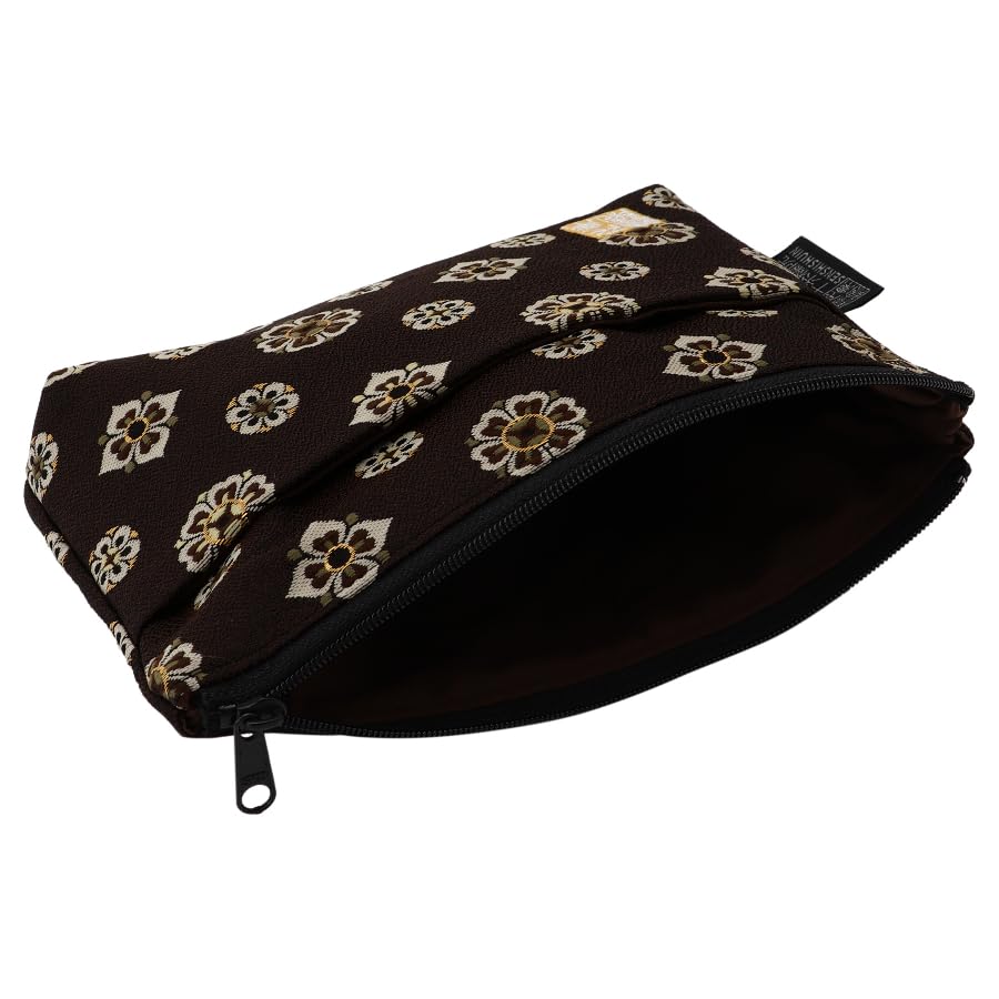 Senshishuin Nishijin Brocade Pouch (Lined) with Shokura Hanabishi Crest (Small)