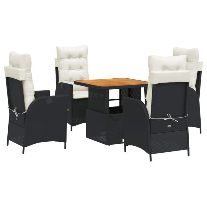 VidaXL 5-Piece Garden Dining Set with Cushions, Patio Table, Patio Furniture, Outdoor Furniture, Black 3277434
