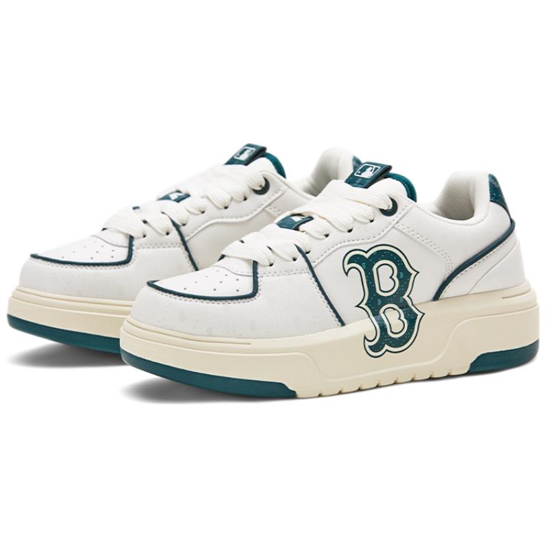 MLB Chunky Liner Low Top Skateboard Shoes Unisex Beige Green Sneakers